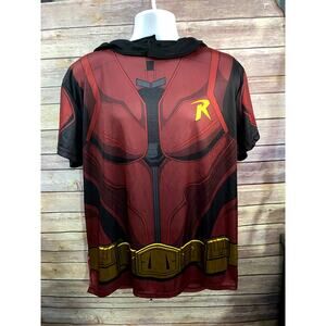 Red Robin Superhero Short Sleeve Shirt with Cap XL 23x27